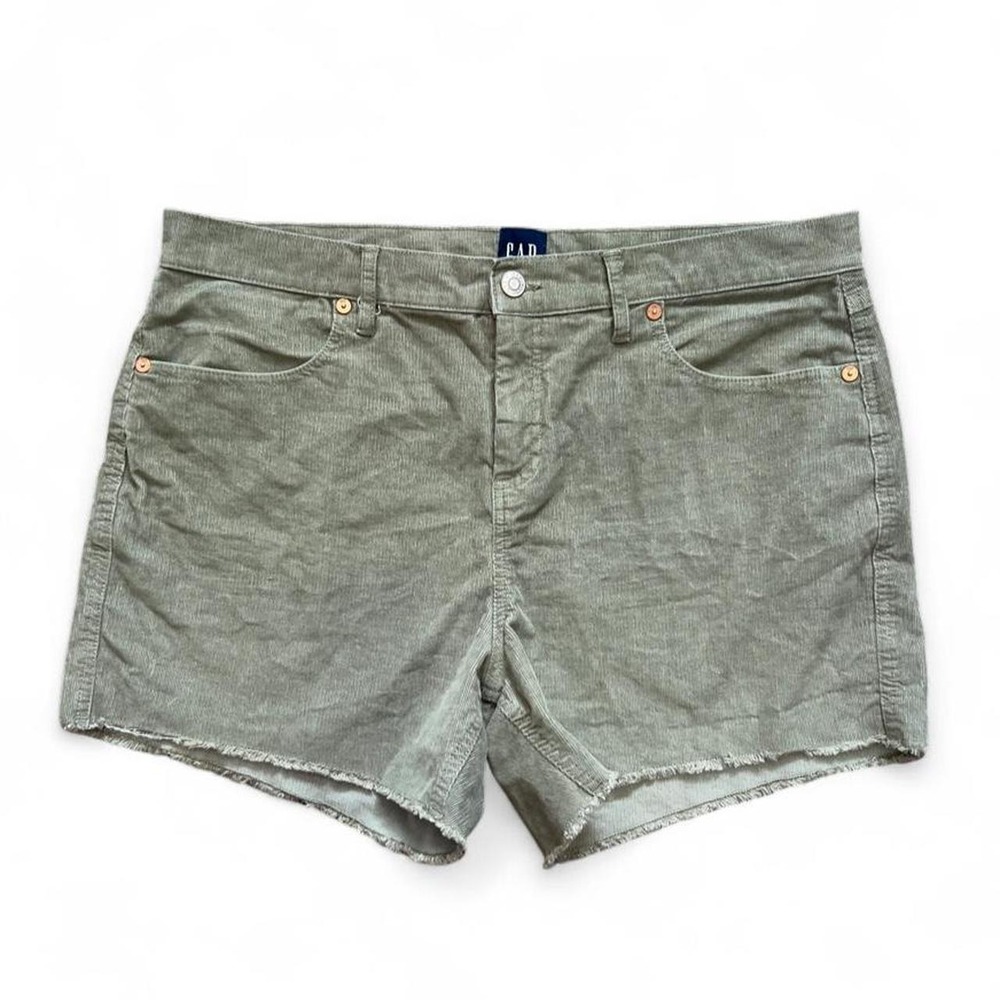 GAP Womens Sage Green Corduroy Raw Hem Boho Gorpcore Shorts Size 14
